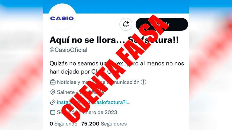 En Twitter han aparecido cuentas falsas de Casio que generan informaciones mentirosas sobre la marca.