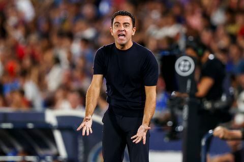 GETAFE, SPAIN - AUGUST 13: coach Xavi Hernandez of FC Barcelona during the La Liga EA Sports  match between Getafe v FC Barcelona at the Coliseum Alfonso Perez Stadium on August 13, 2023 in Getafe Spain (Photo by David S. Bustamante/Soccrates/Getty Images)