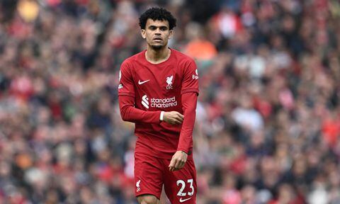 Liverpool's Colombian midfielder Luis Diaz on as a substitute during the English Premier League football match between Liverpool and Nottingham Forest at Anfield in Liverpool, north west England on April 22, 2023.
AFP/Paul ELLIS