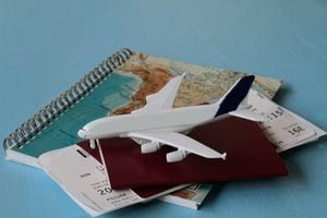 Passports and boarding passes with map. Travel, trip, vacation concept