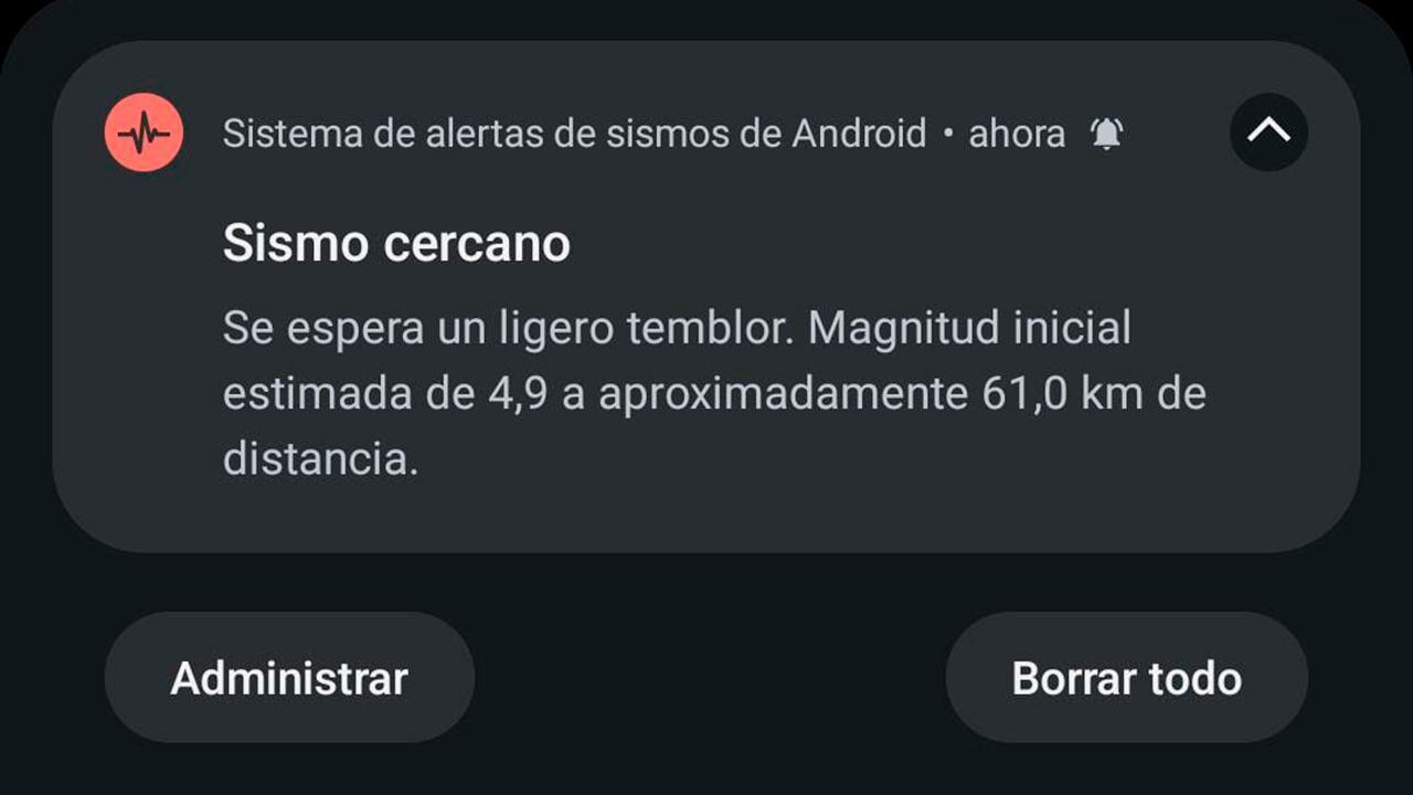 Alerta de Google sobre sismo en Colombia