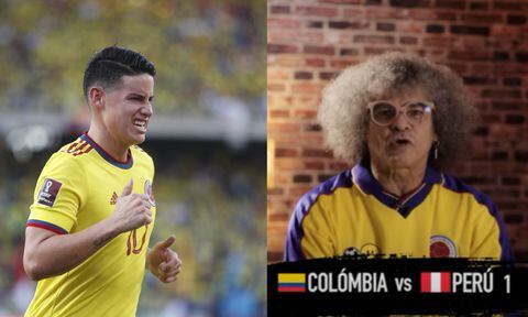 James Rodríguez, Pibe Valderrama. Selección Colombia. Foto: AFP/Daniel MUNOZ//Captura de pantalla