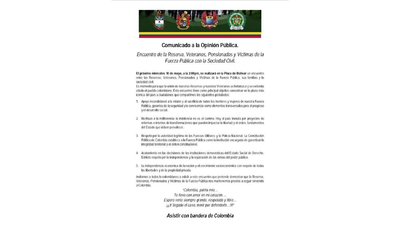 Veteranos de la Fuerza Pública marcharán contra el gobierno de Gustavo Petro