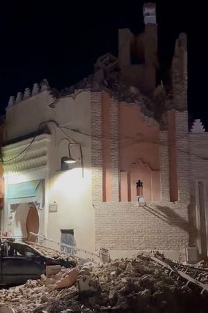 Un edificio derrumbado en Marrakech, tras un terremoto de magnitud 6,8 ​​que azotó Marruecos.