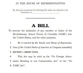 El proyecto de ley en Estados Unidos que pretende restringir la entrada a exmiembros de las Farc.