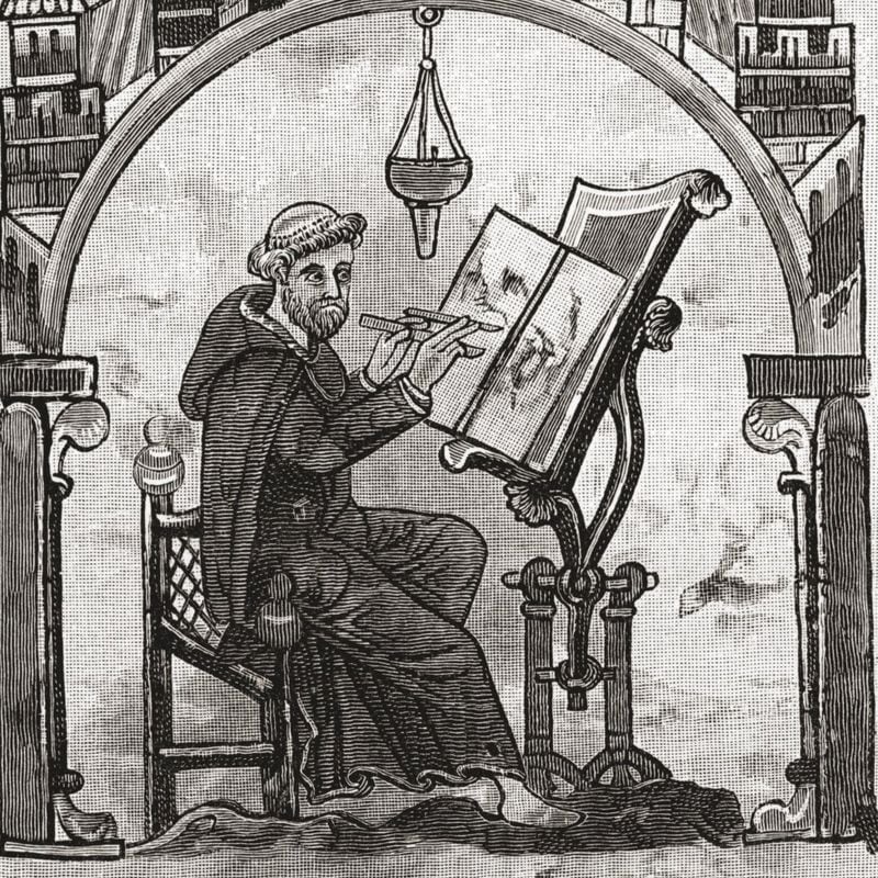 Los monjes eran de las pocas personas que sabían leer y escribir en la Edad Media, y para ahorrar tiempo y pergamino, simplificaron la doble n.