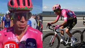 El ciclista colombiano tuvo dos caídas en la segunda jornada de el Tour de Francia.