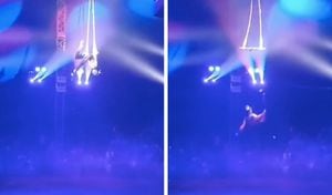 Así se vio la caída de la trapecista en un circo de Rusia
