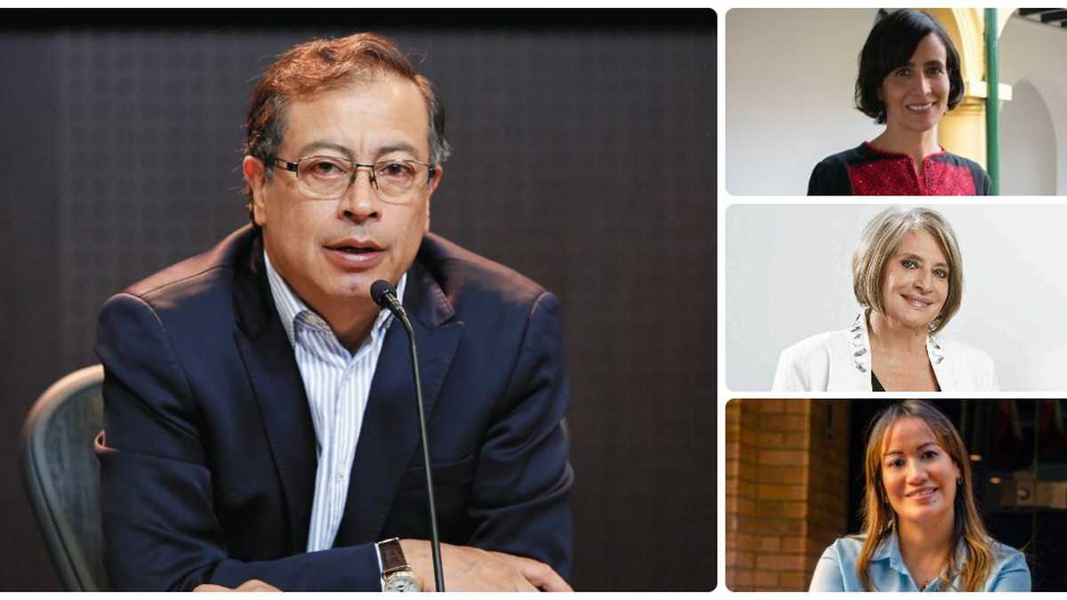 Gustavo Petro y sus tres nuevas ministras: Susana Muhamad, Cecilia López y Carolina Corcho.