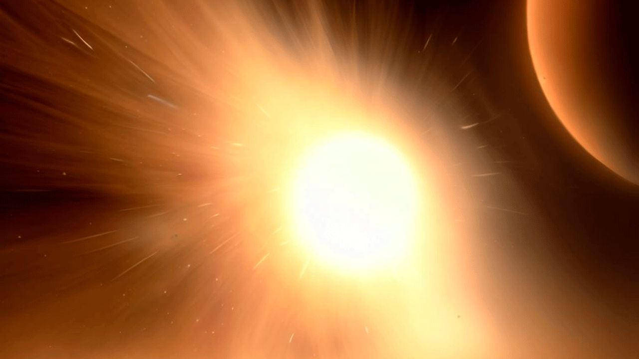 Ilustración del polvo estelar siendo barrido por el Sol.
