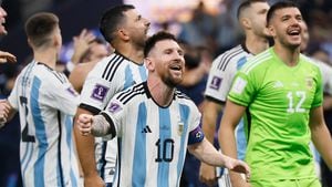 Lionel Messi celebrando la obtención de la Copa Mundial 2022.