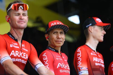 LAUSANNE, SWITZERLAND - JULY 09: Nairo Alexander Quintana Rojas of Colombia and Team Arkéa - Samsic during the team presentation prior to the 109th Tour de France 2022, Stage 8 a 186,3km stage from Dole to Lausanne - Côte du Stade olympique 602m / #TDF2022 / #WorldTour / on July 09, 2022 in Lausanne, Switzerland. (Photo by Michael Steele/Getty Images)