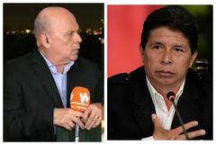 El comentarista deportivo Carlos Antonio Vélez y el expresidente de Perú Pedro Castillo