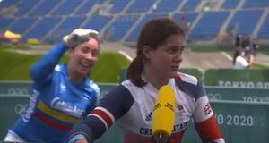 Mariana Pajón sorprendió en cámara a la corredora Beth Shirever, ganadora de las justas de BMX