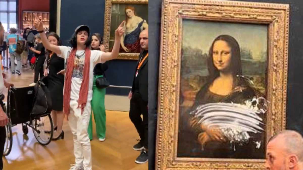 Un hombre llegó hasta el cuadro de la Mona Lisa, en el Louvre, y le arrojó un pastel de crema.