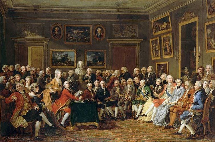 Pensadores ilustrados en el Salon de Madame Gooffrin (Malmaison, 1812) Wikipedia
