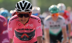 (FILES) In this file photo taken on November 6, 2021, Egan Bernal of INEOS Grenadiers rides during the first-ever Giro d’Italia Criterium race at Expo 2020 in Dubai. Former Tour de France winner Egan Bernal was "conscious" and "stable" in hospital following a training accident near his home town in Colombia, his cycling team Ineos Grenadiers said on Monday January 24, 2022.
Giuseppe CACACE / AFP