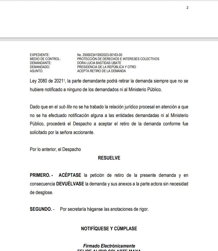 Demanda en contra de la modificación del Metro de Bogotá.