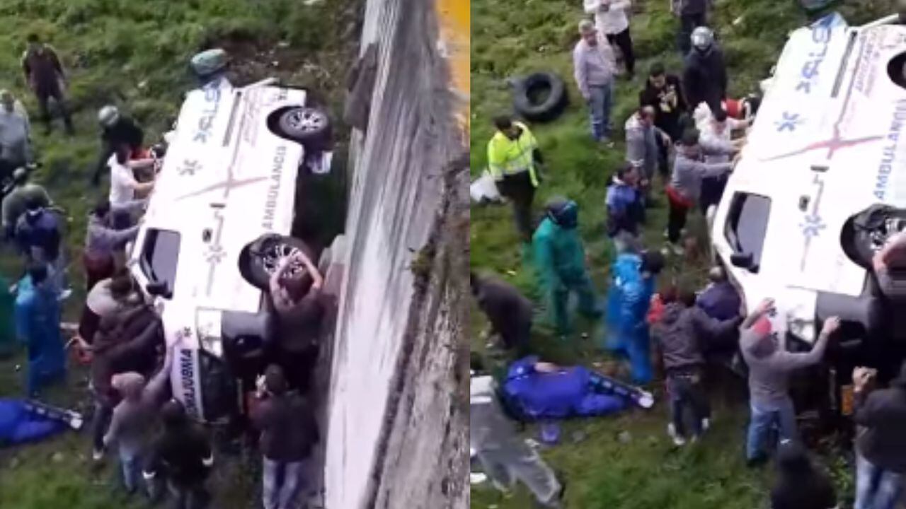 La ambulancia cayó cerca de 20 metros.