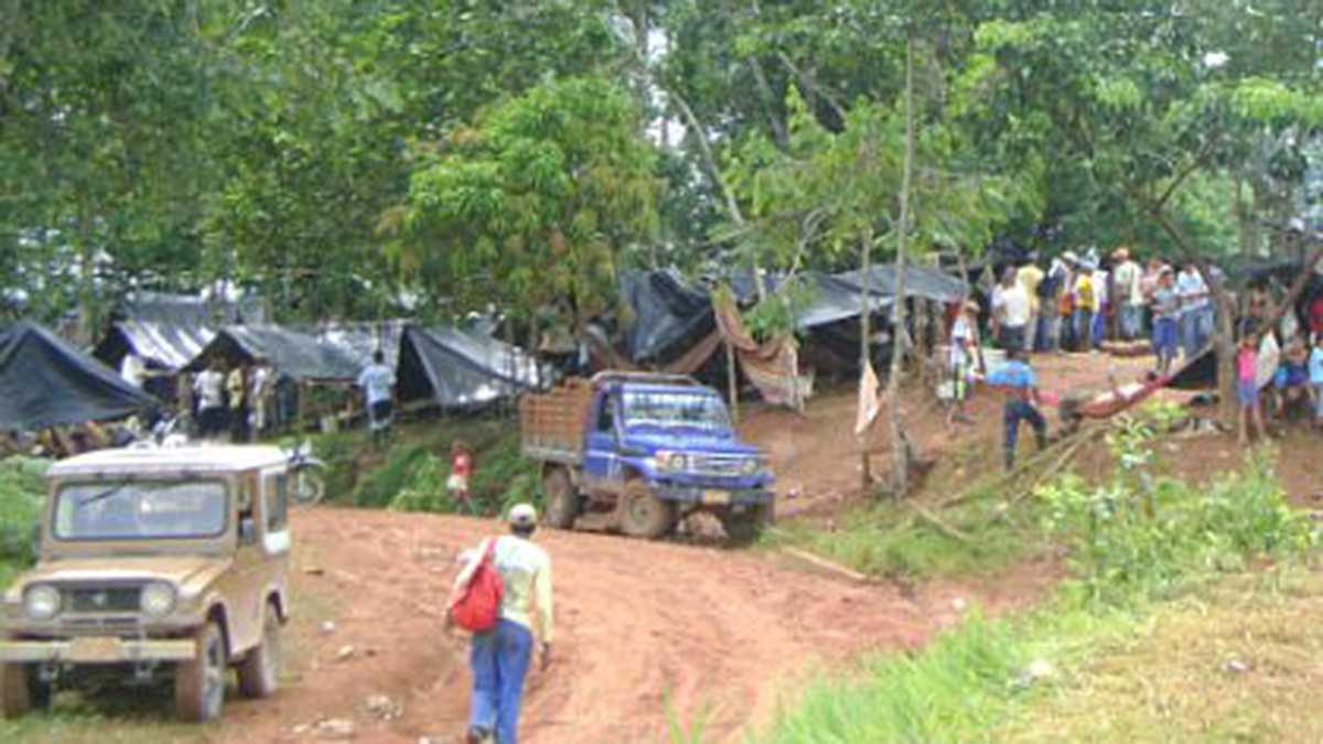 Así se veía uno de los "campamentos" en el Sur de Bolívar, donde protestas cientos de campesinos por el supuesto incumplimiento del gobierno. 