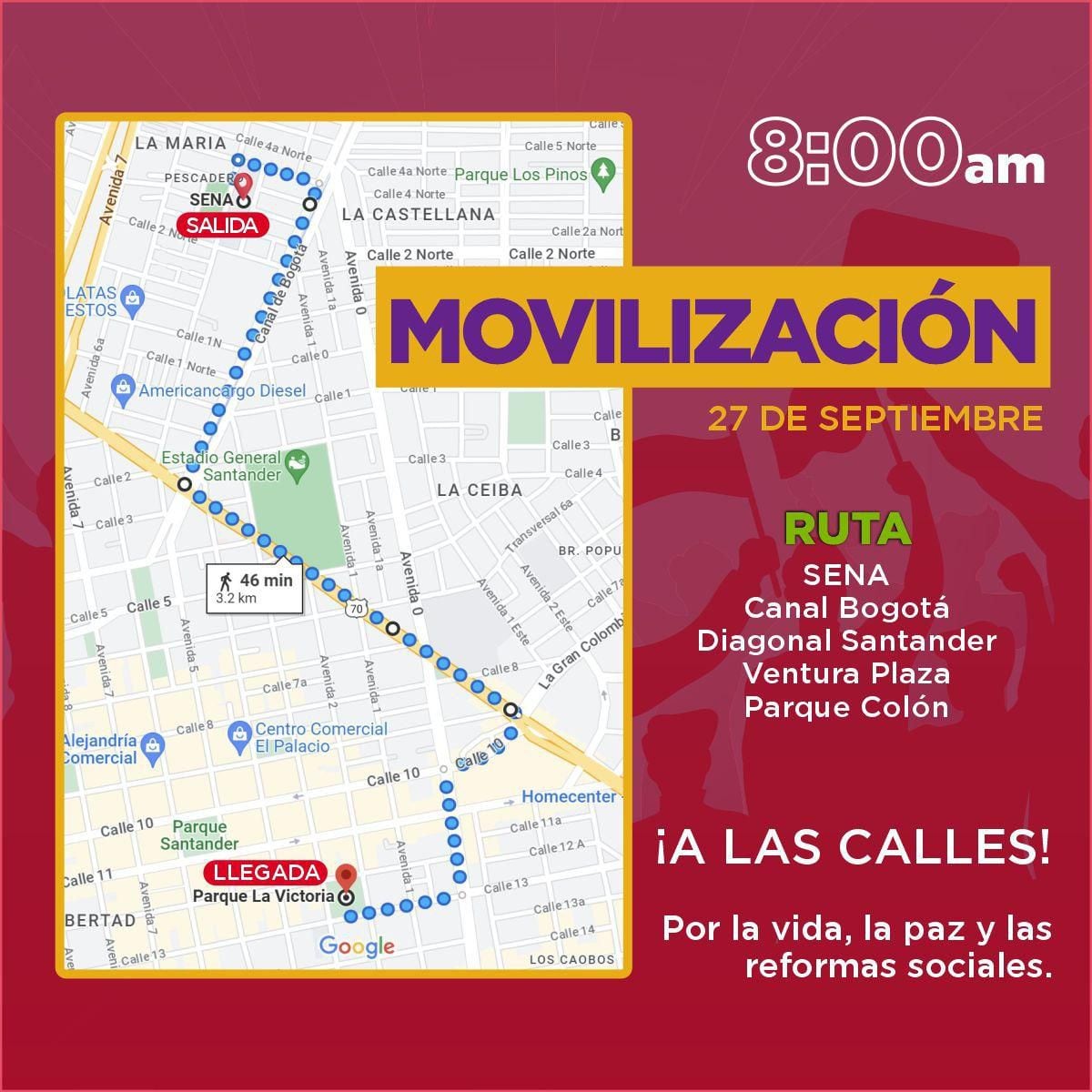 Esta es el recorrido de la marcha en Cúcuta.