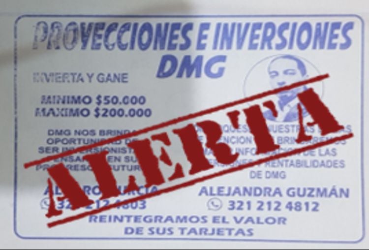 La Superfinanciera recordó que ninguna firma con la denominación DMG o similares puede operar en Colombia en materia financiera.