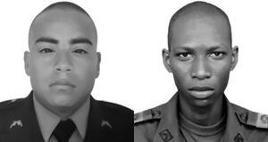 Los uniformados asesinados Héctor Fabio González Zambrano y Carlos Alberto Mosquera