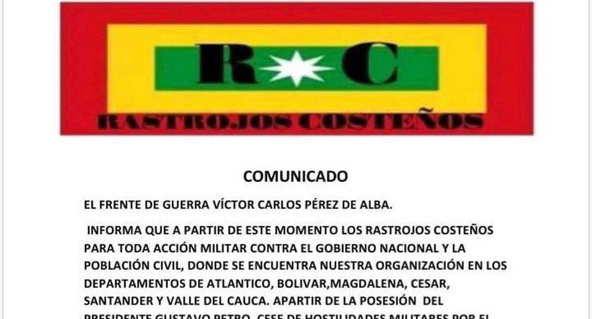 With a pamphlet, Los Rastrojos Costenos sent a message to Gustavo Pedro