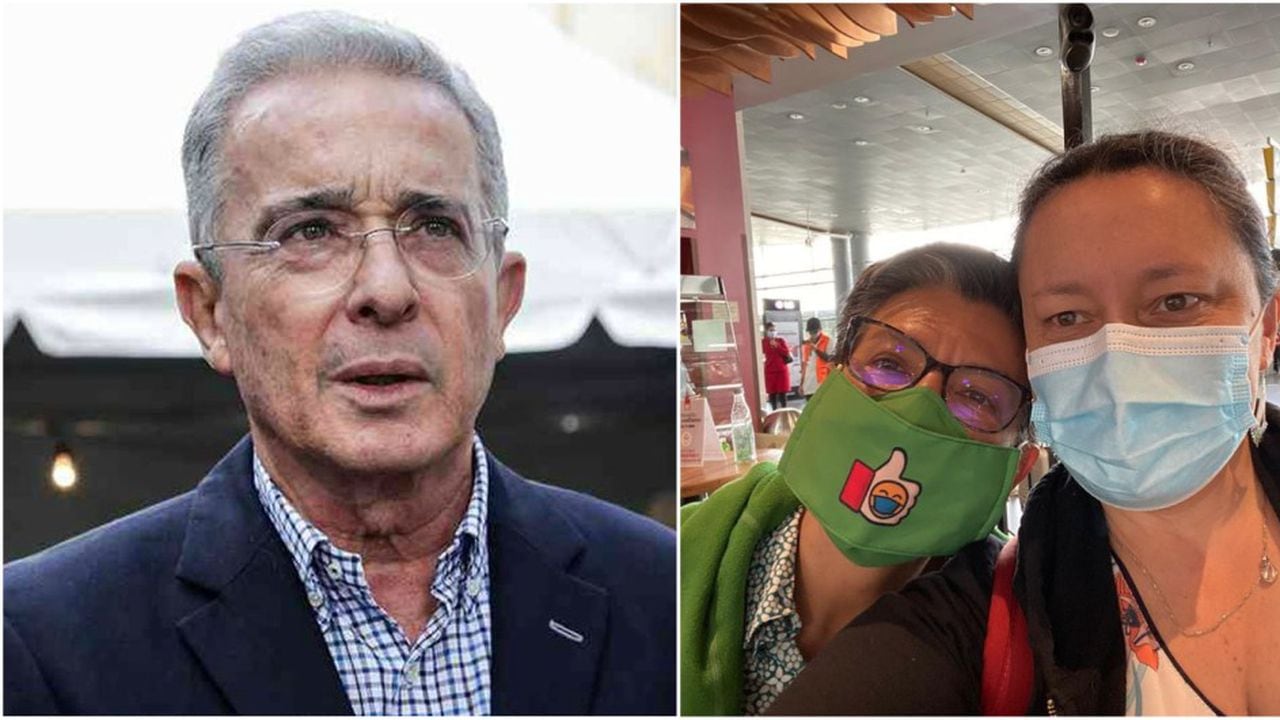 El expresidente Álvaro Uribe y la alcaldesa Claudia López cuando salió de viaje junto a su pareja, la congresista Angélica Lozano