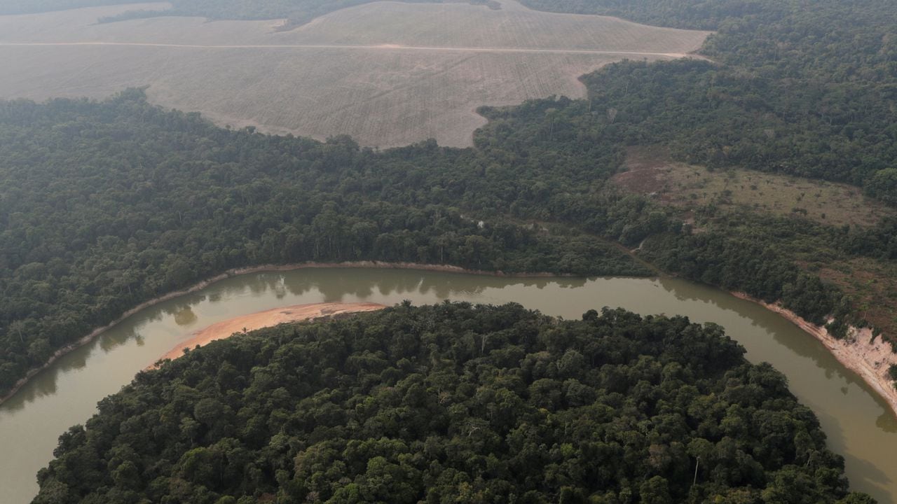 FOTO DE ARCHIVO: Una vista aérea muestra un río y una parcela deforestada del Amazonas cerca de Porto Velho, estado de Rondonia, Brasil. REUTERS / Ueslei Marcelino / Foto de archivo