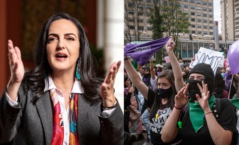 María Fernanda Cabal / marcha de feministas el Día de la Mujer.