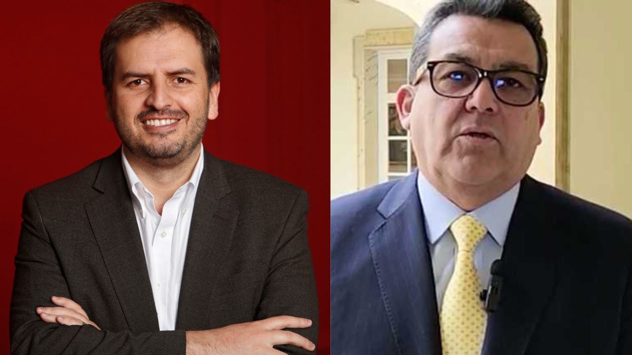 El representante a la Cámara uribista Andrés Forero (izq.) y el presidente de Colpensiones, Jaime Dussán.