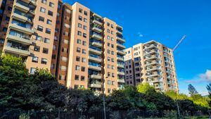 Residential buildings with blue sky