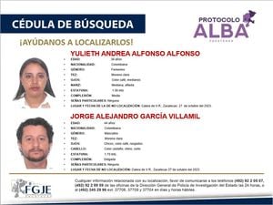 Yulieth Alfonso y su pareja Jorge García desaparecieron del municipio mexicano Calera.
