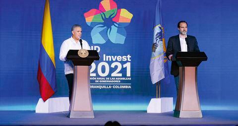  La inauguración oficial de la asamblea del Banco Interamericano de Desarrollo (BID) en Barranquilla estuvo a cargo del presidente colombiano Iván Duque y del presidente del BID, Mauricio Claver-Carone.