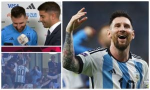 Messi reacciona a la celebración de su familia