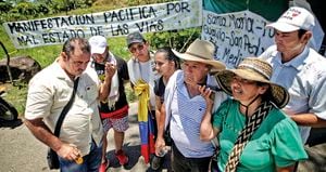 San Pedro de Jagua (Ubalá Zona B), 14 de septiembre. Tras 31 días de protesta pacífica, los habitantes levantaron la restricción de la movilidad de operarios de la hidroeléctrica.