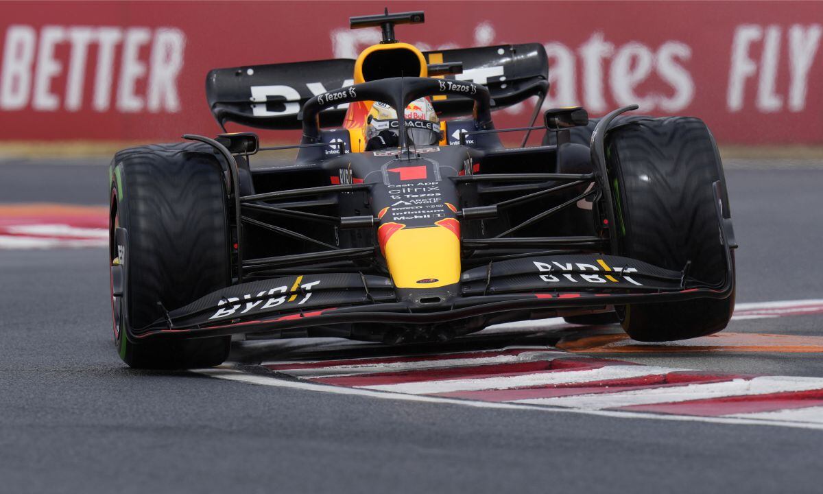 Red Bull driver Max Verstappen of the Netherlands steers his car during the third free practice session for the Hungarian Formula One Grand Prix at the Hungaroring racetrack in Mogyorod, near Budapest, Hungary, Saturday, July 30, 2022. The Hungarian Formula One Grand Prix will be held on Sunday. (AP/Darko Bandic)