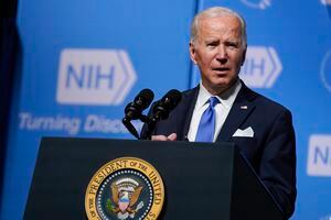 President Joe Biden speaks about the COVID-19 variant named omicron during a visit to the National Institutes of Health, Thursday, Dec. 2, 2021, in Bethesda, Md. (AP Photo/Evan Vucci)