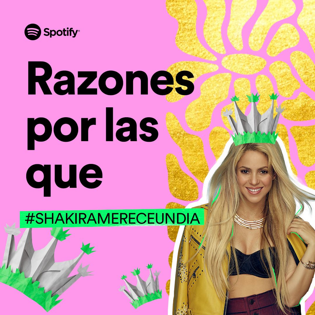 Spotify propone un día festivo en honor a la labor social y musical que ha hecho Shakira en Colombia.