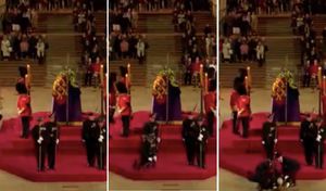 Guardia Real que custodiaba ataúd de Isabel II se desplomó en vivo y en directo