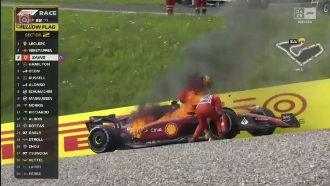 Carlos Sainz, piloto de Ferrari sufrió accidente en la F1