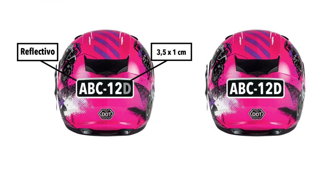 A partir de lunes 18 de abril, esta será la marcación de placa obligatoria para cascos de motocicleta en Bogotá.