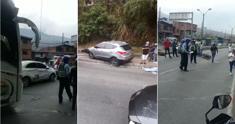 Choque múltiple en Medellín ocasionado por presuntos ladrones.
