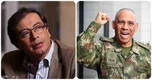 Gustavo Petro y el general Eduardo Zapateiro cuando aún era comandante del Ejército.