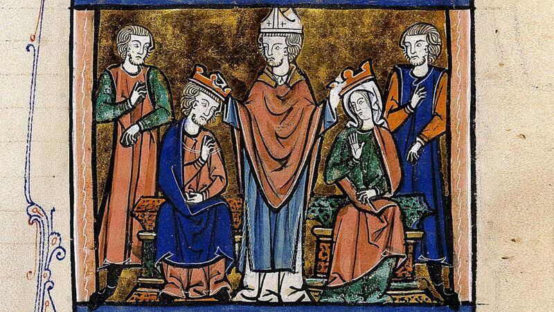 Coronación de Fulco y Melisenda de "Livre d'Eracles", Guillaume de Tyr (1130?-1186).