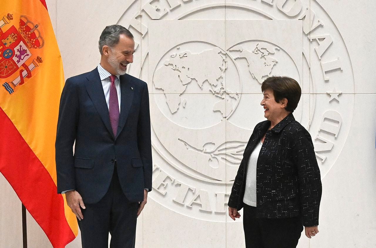 El rey de España, Felipe VI, se reunió con la directora del FMI. (Photo by ROBERTO SCHMIDT / AFP)