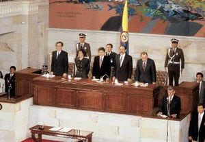 Antonio Navarro, César Gaviria, Horacio Serpa y Álvaro Gómez representaron en la asamblea Nacional Constituyente a las diferentes tendencias sociales y de gobierno que se unían en la Constitución Política de 1991 