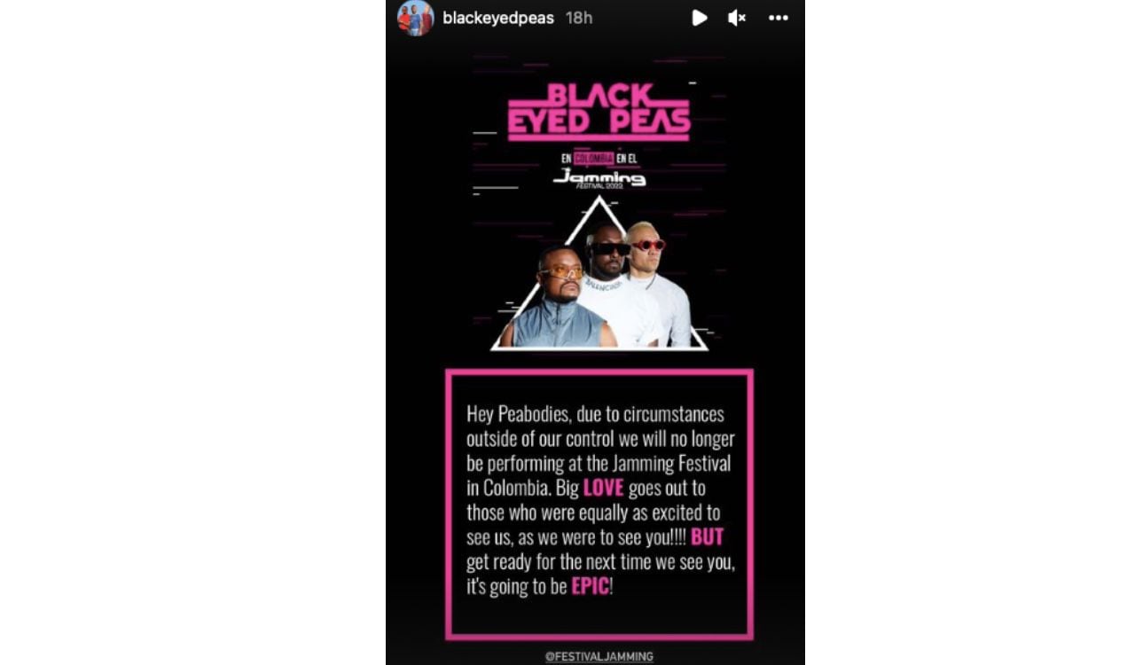Black Eyed Peas no estará en el Jamming Festival 2022