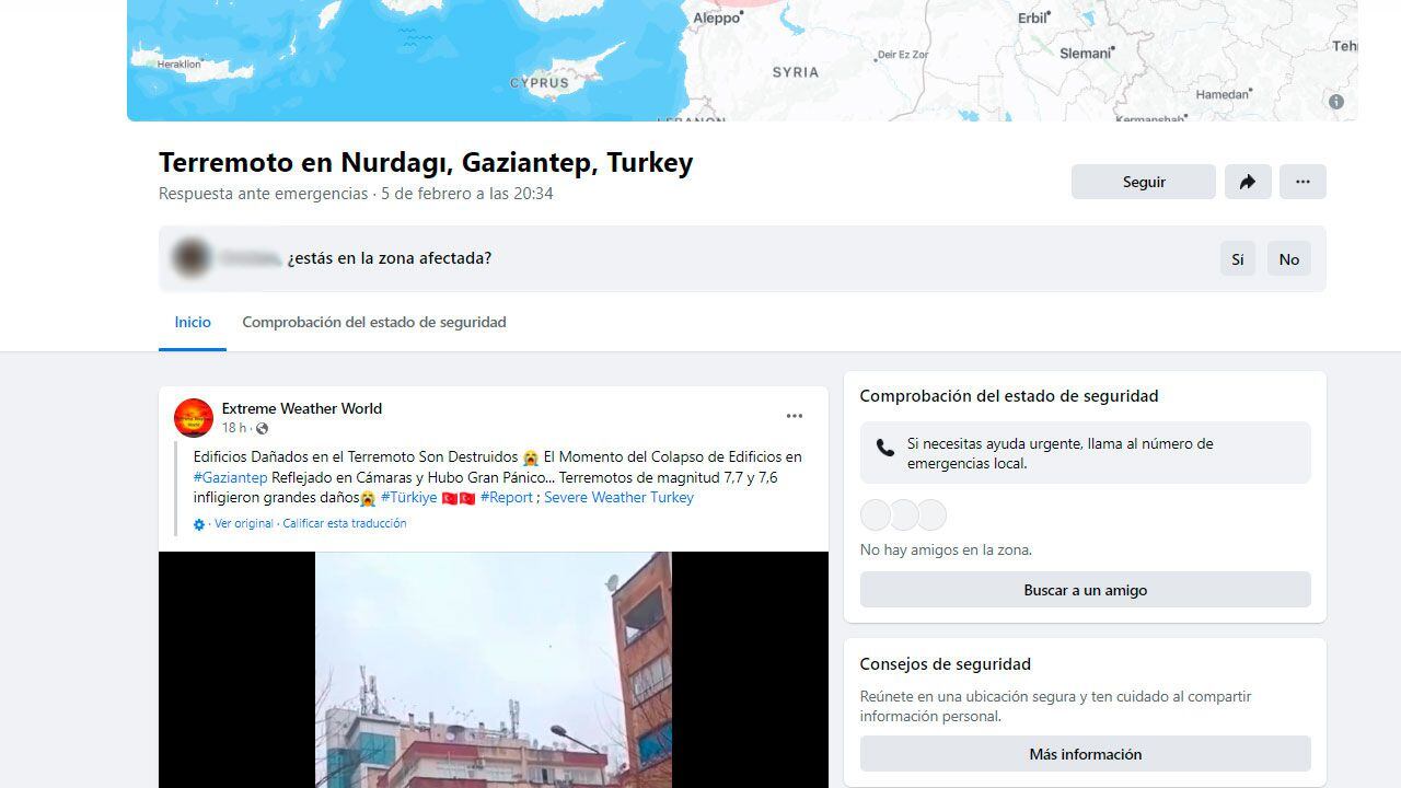 Facebook cuenta con un sistema para ubicar personas tras un terremoto u otra emergencia.